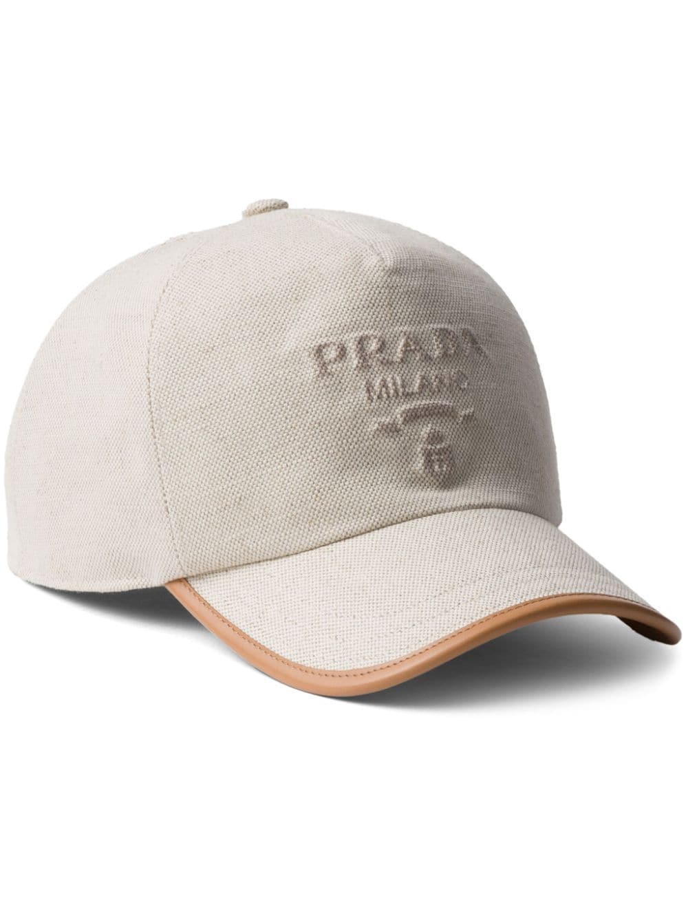 Prada logo-embossed cotton cap Beige