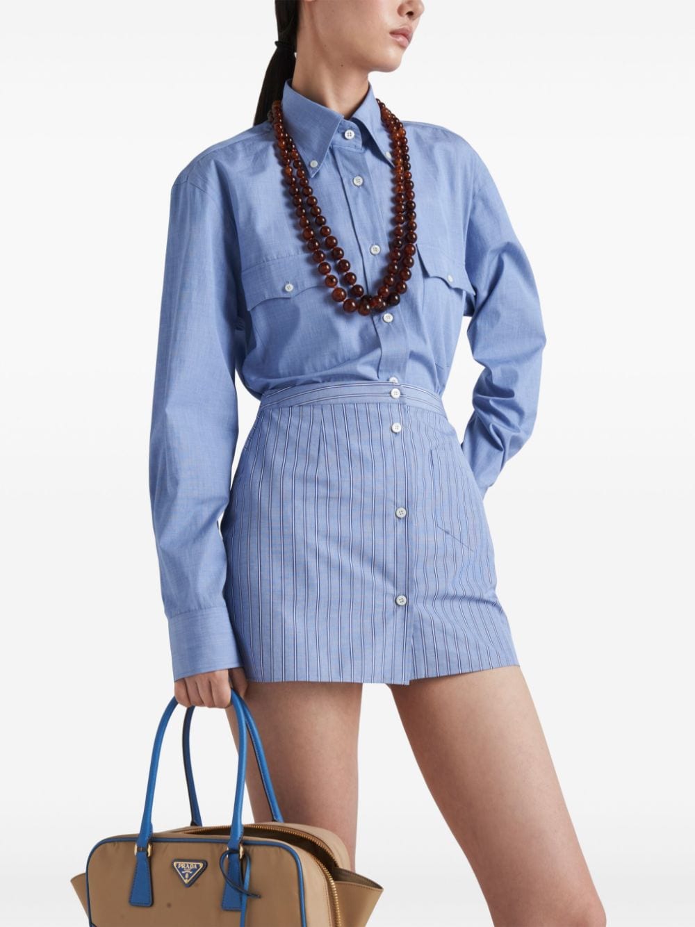 Prada Gestreepte mini-rok Blauw