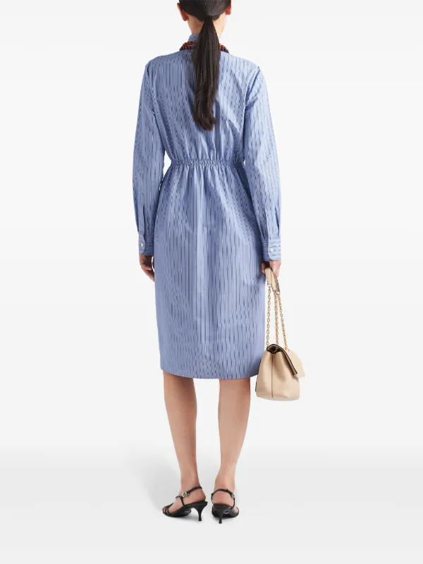 prada striped shirt dress Prada Safety pin-embellished Striped Shirtdress | Blue