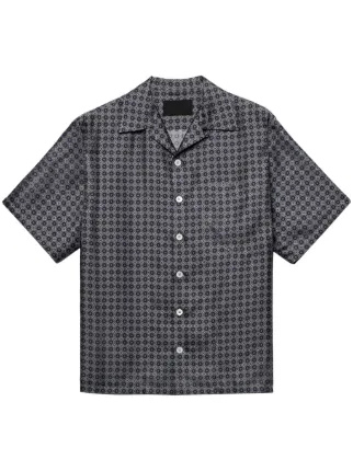 Prada graphic-print Silk Shirt | Grey | FARFETCH 