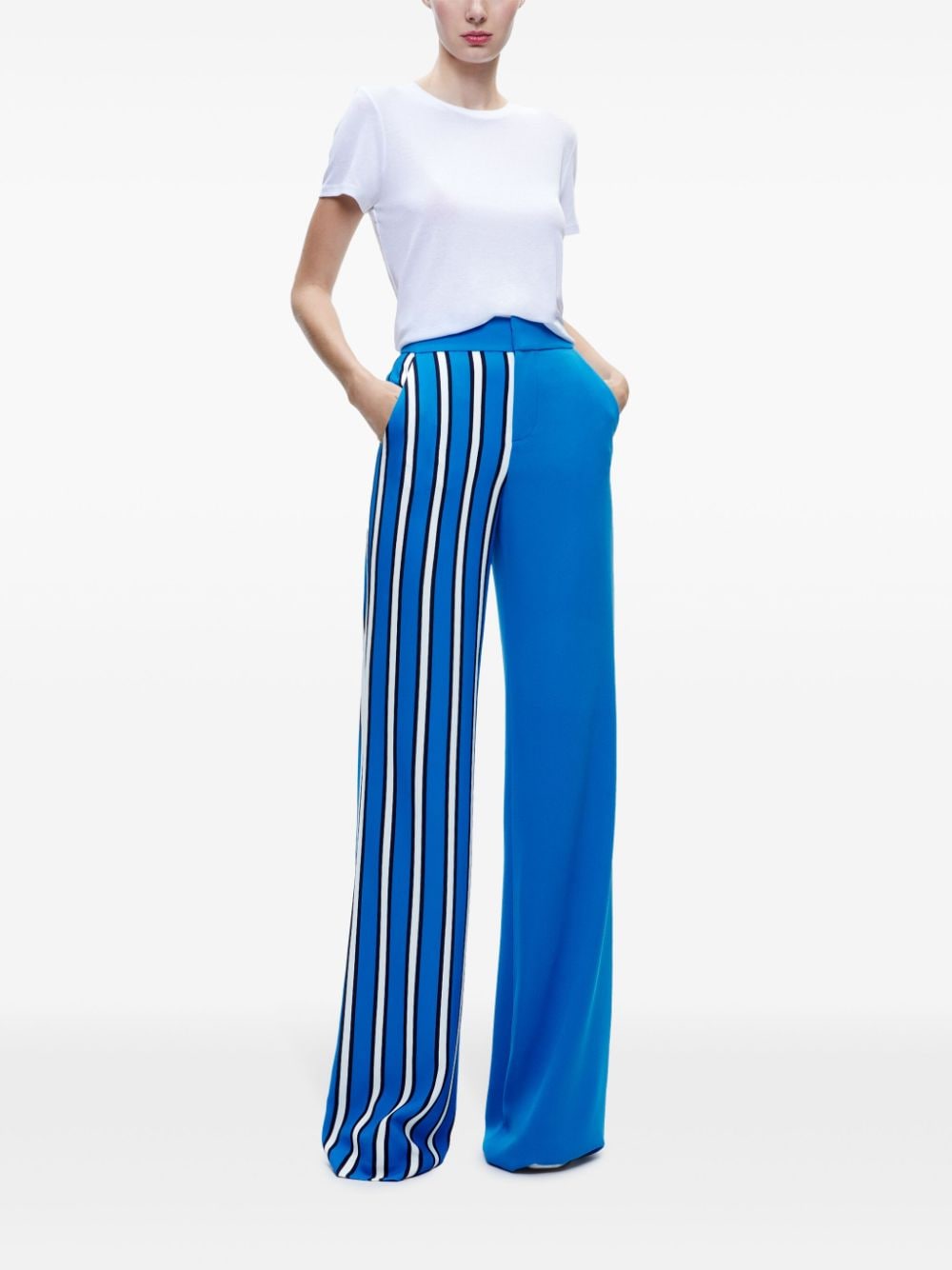 Shop Alice And Olivia Dylan High-rise Palazzo Pants In Blue