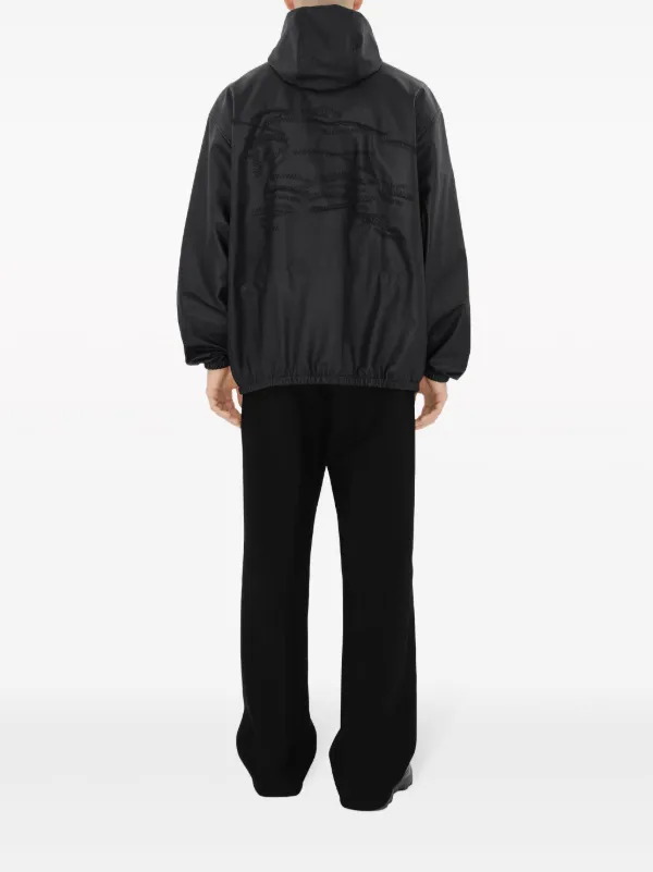 Burberry Hooded Leather Jacket | Black | FARFETCH