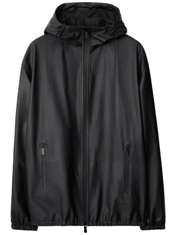 Burberry Hooded Leather Jacket Black FARFETCH ZA