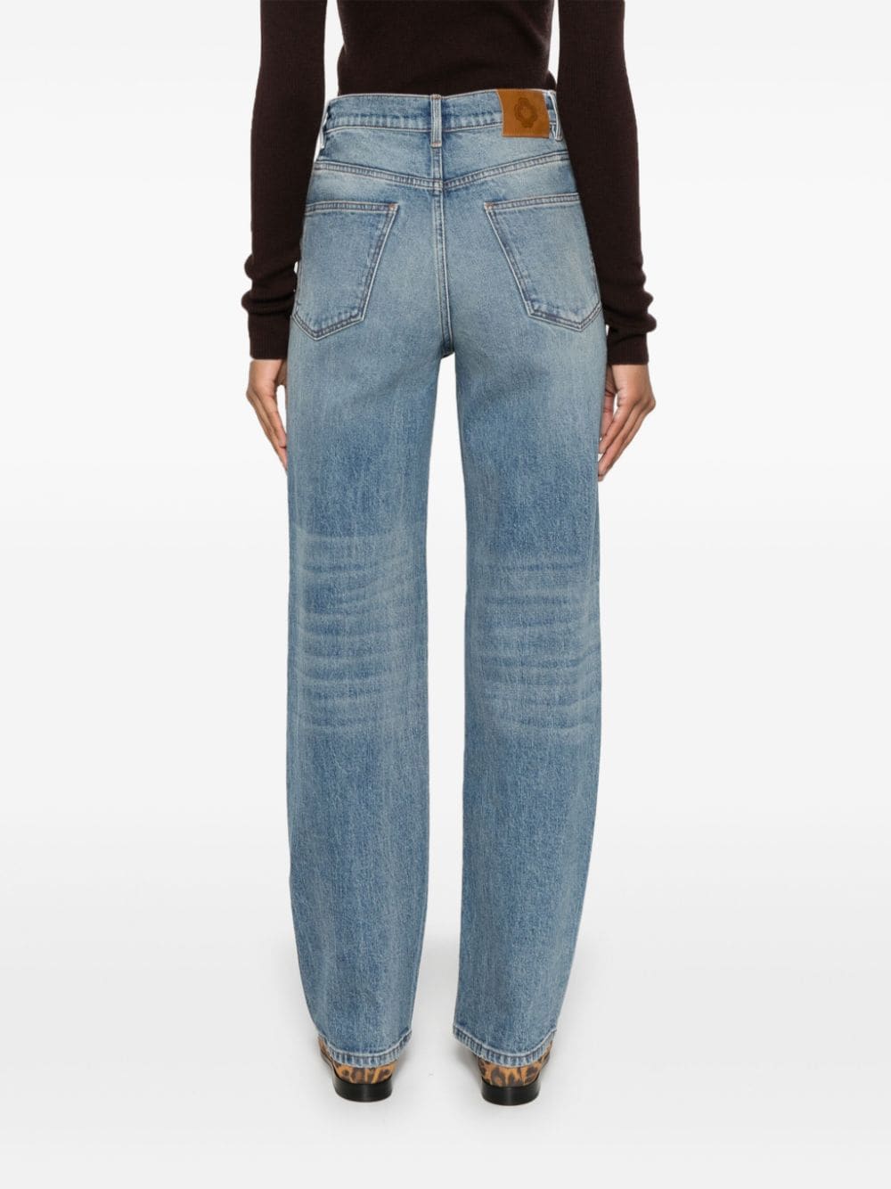 Shop Maje Braided-trim Straight-leg Jeans In Blue