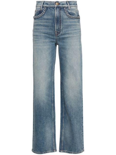 Maje braided-trim straight-leg jeans Women