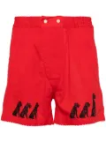 BODE graphic-print cotton shorts - Red