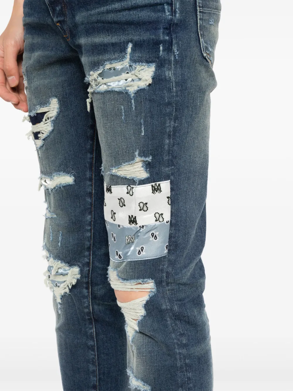 AMIRI Ma skinny jeans met paisley patchwork Blauw