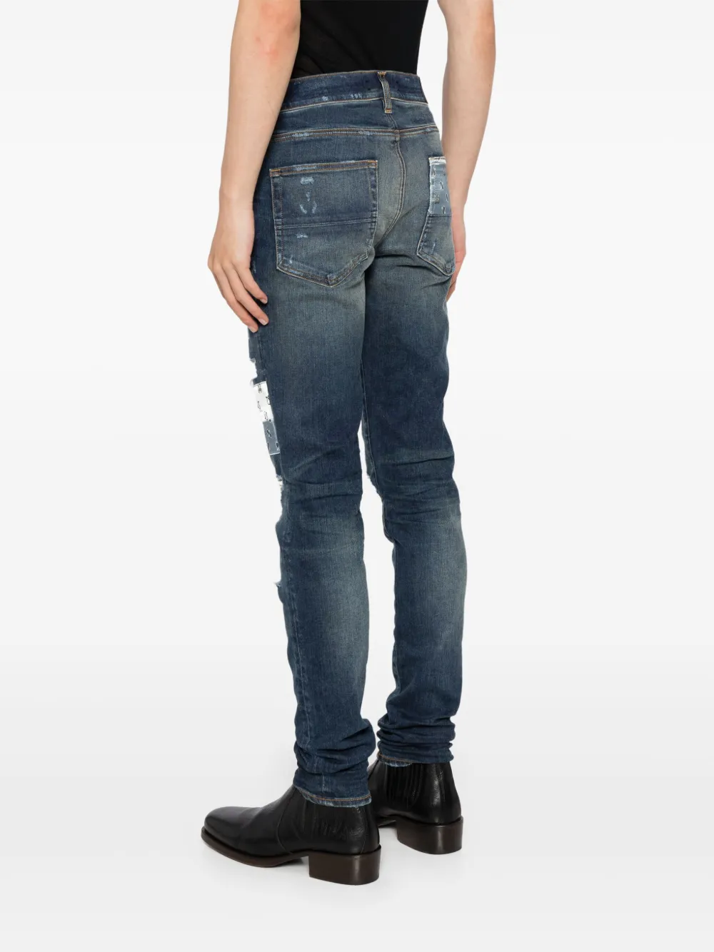AMIRI Ma skinny jeans met paisley patchwork Blauw