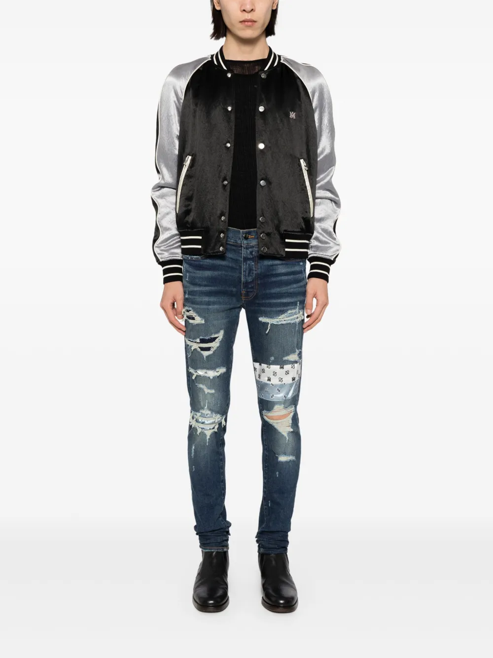 AMIRI Ma skinny jeans met paisley patchwork Blauw