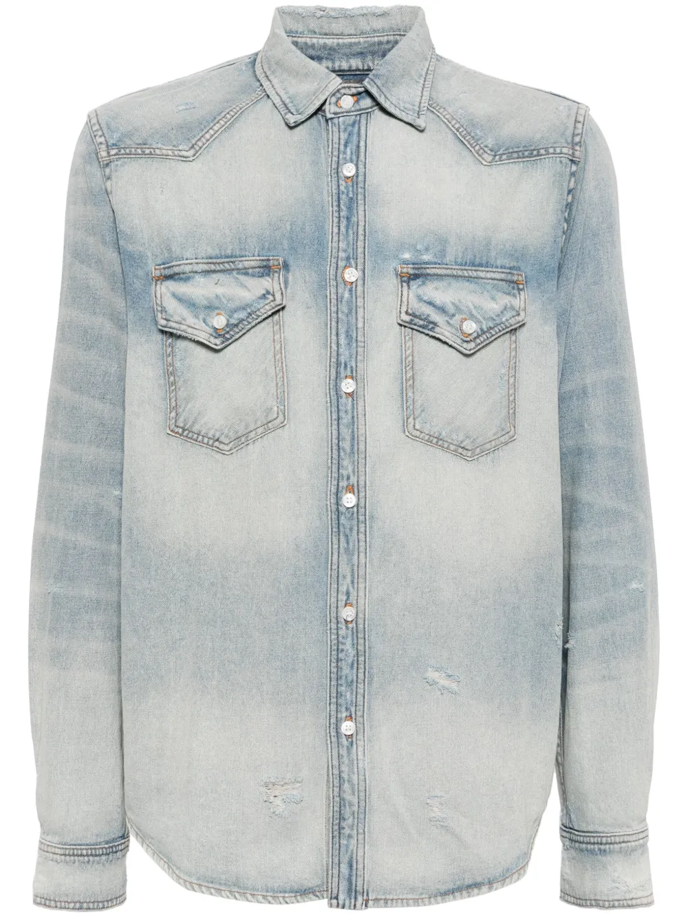 AMIRI logo-print cotton shirt - Blue