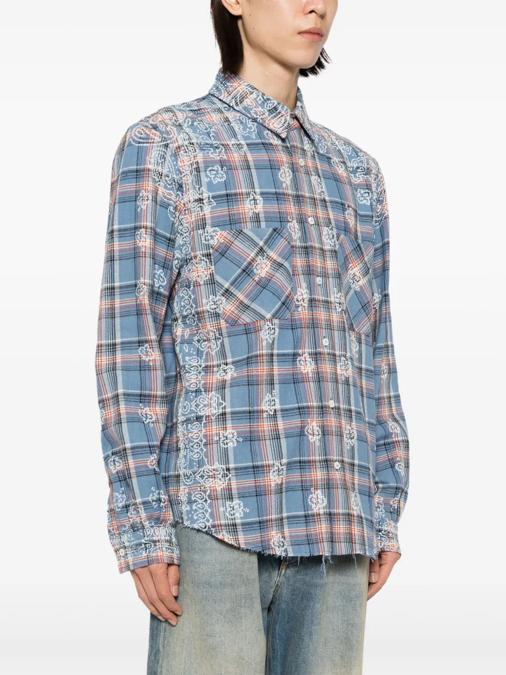AMIRI Geruit katoenen overhemd Blauw