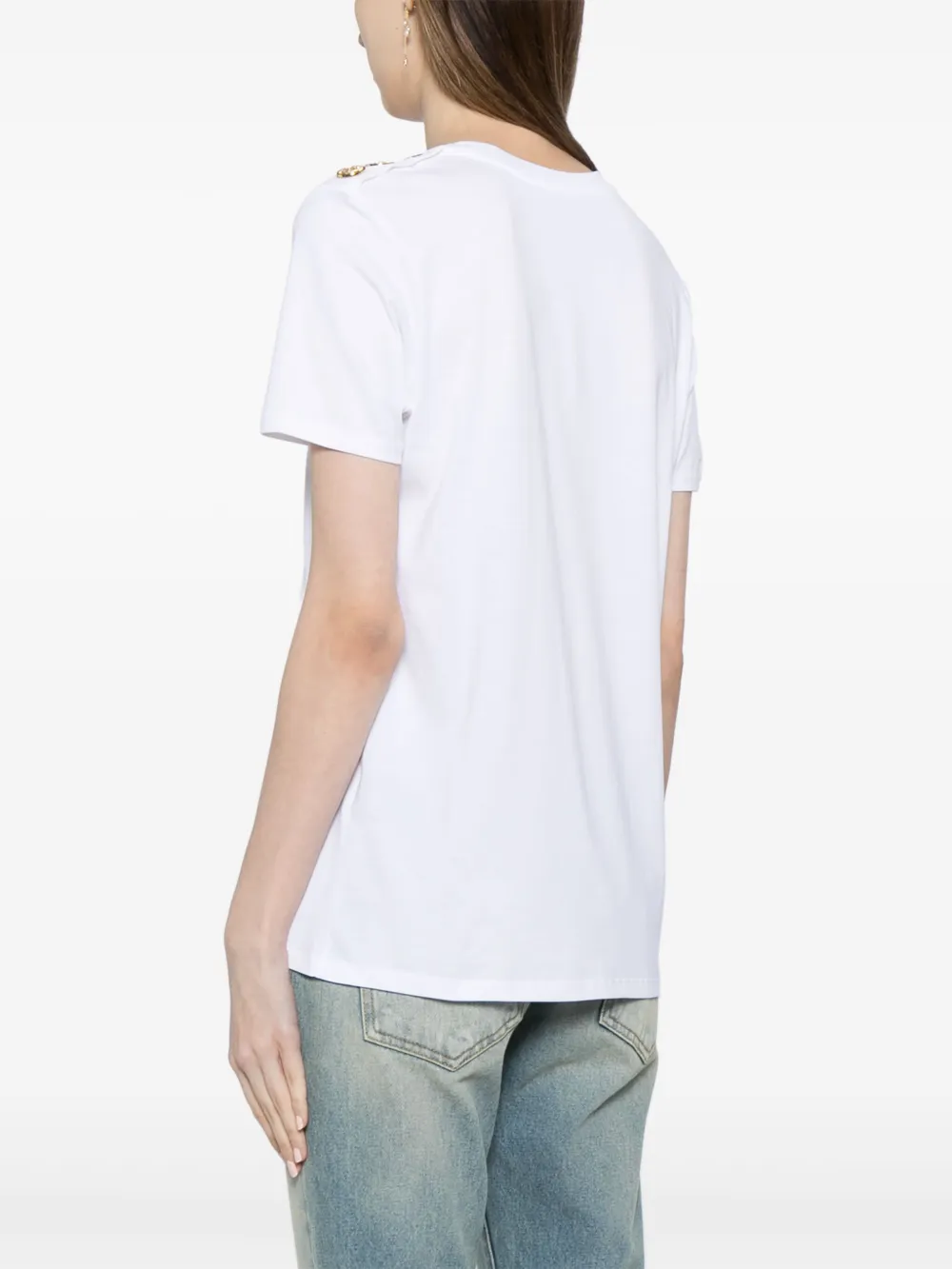 Balmain Flocked Graphic Print T-shirt In White