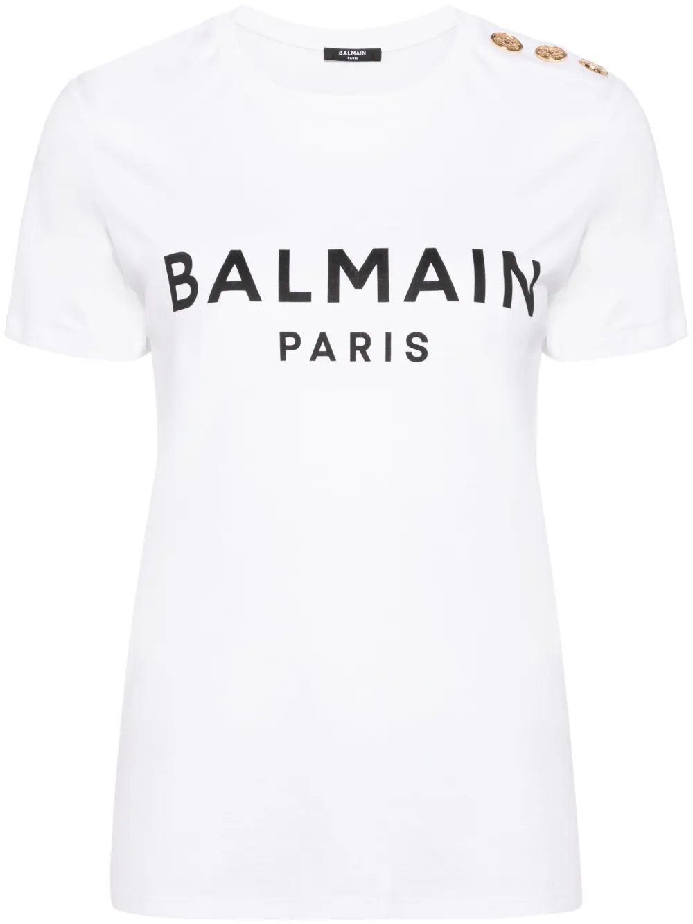 Balmain Flocked Graphic Print T-shirt In White
