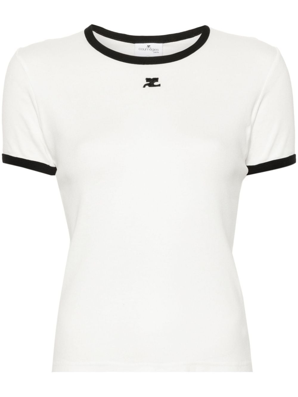 Courrèges Logo-patch Contrasting-trim T-shirt In White