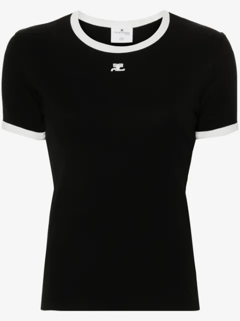 Courrèges logo-patch contrasting-trim T-shirt