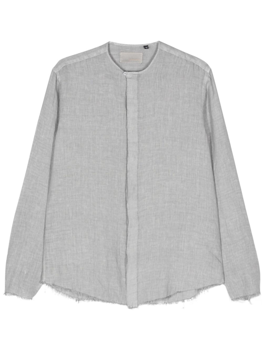 Shop Costumein Frayed-edge Linen Shirt In Grey