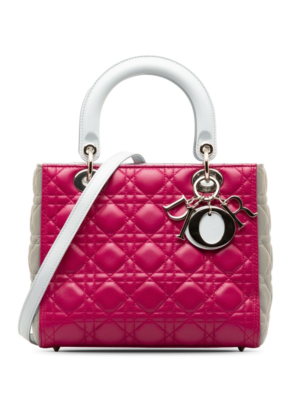 2014 Medium Tricolor Lambskin Cannage Lady Dior satchel