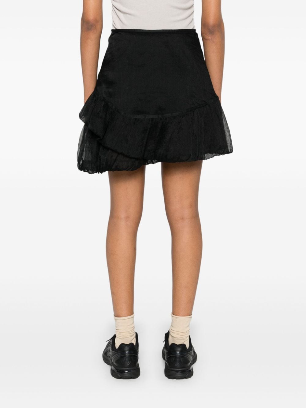 Shop Kiko Kostadinov Lozen Silk Tiered Miniskirt In Black