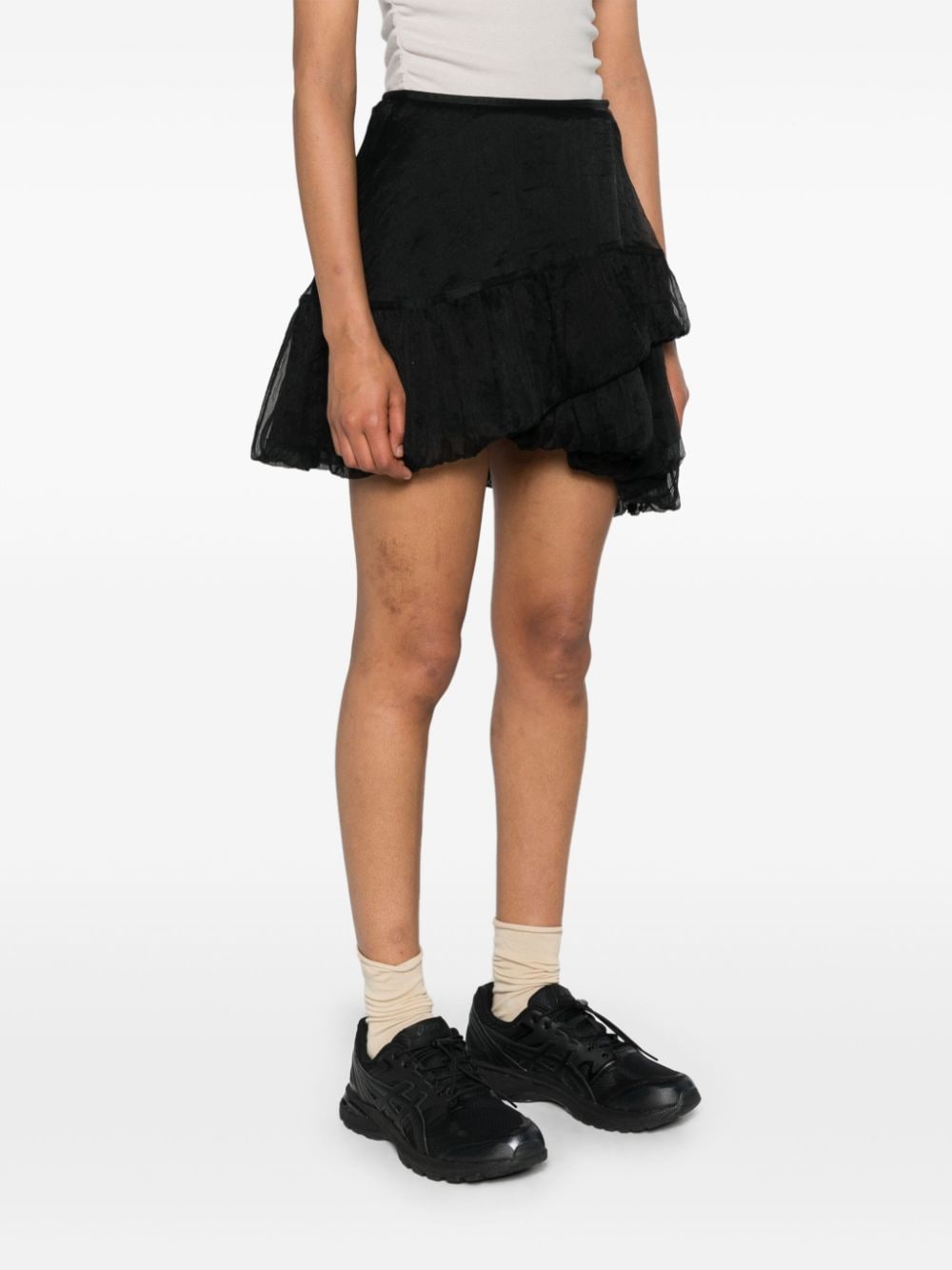 Shop Kiko Kostadinov Lozen Silk Tiered Miniskirt In Black