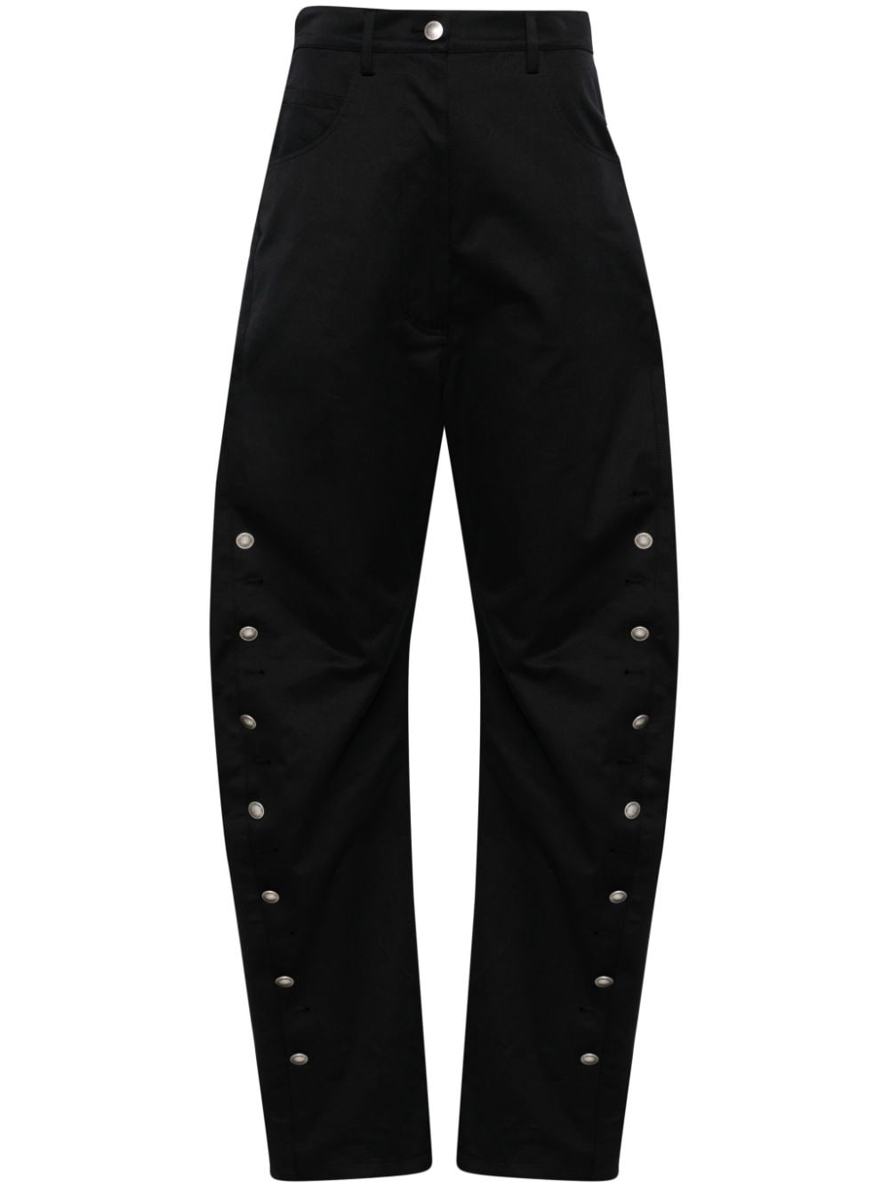 Kiko Kostadinov Apollinaire Decorative-button Tapered Trousers In Black