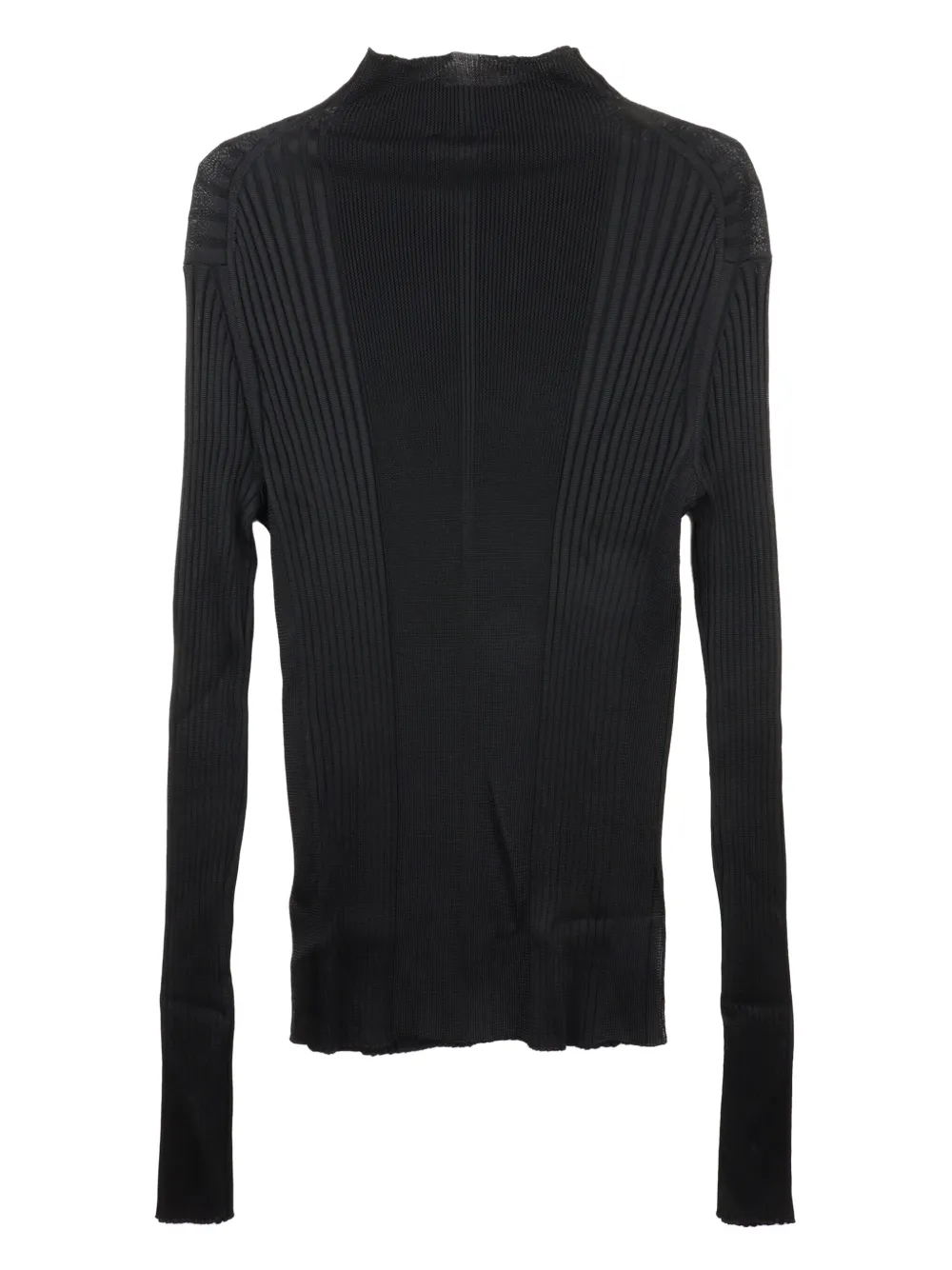 Shop Jil Sander Mock-neck Ribbed-knit Top In Black