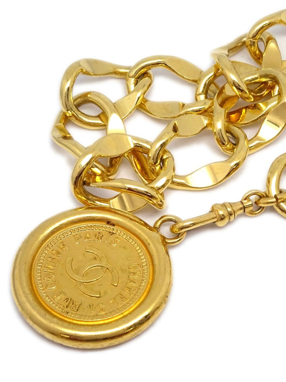 Pre-owned Chanel 1990-2000s Medallion Chain Belt In Gold