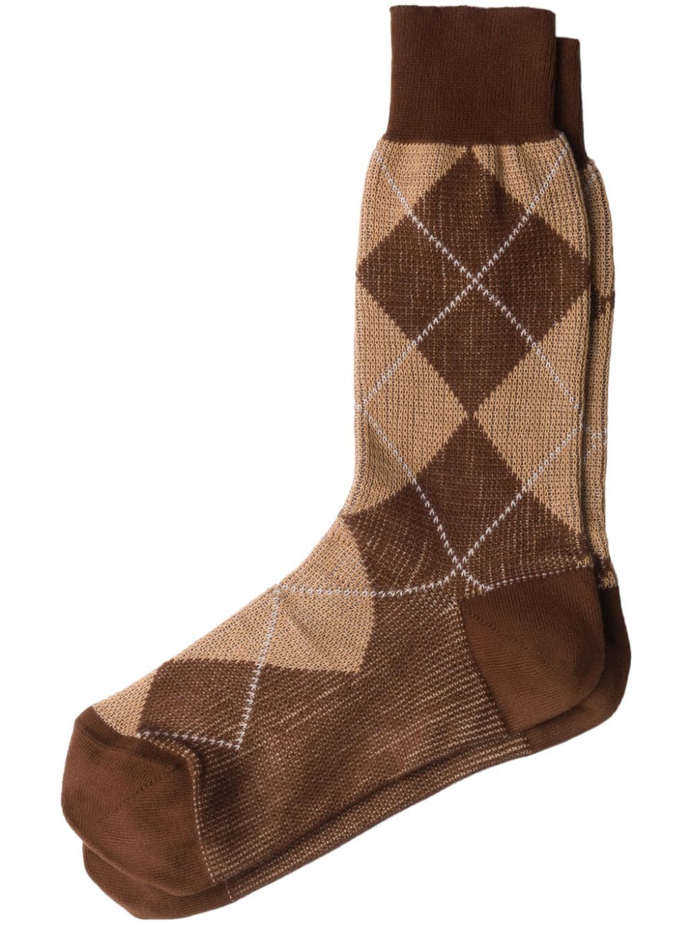 Shop Prada Check Cotton Socks In Brown