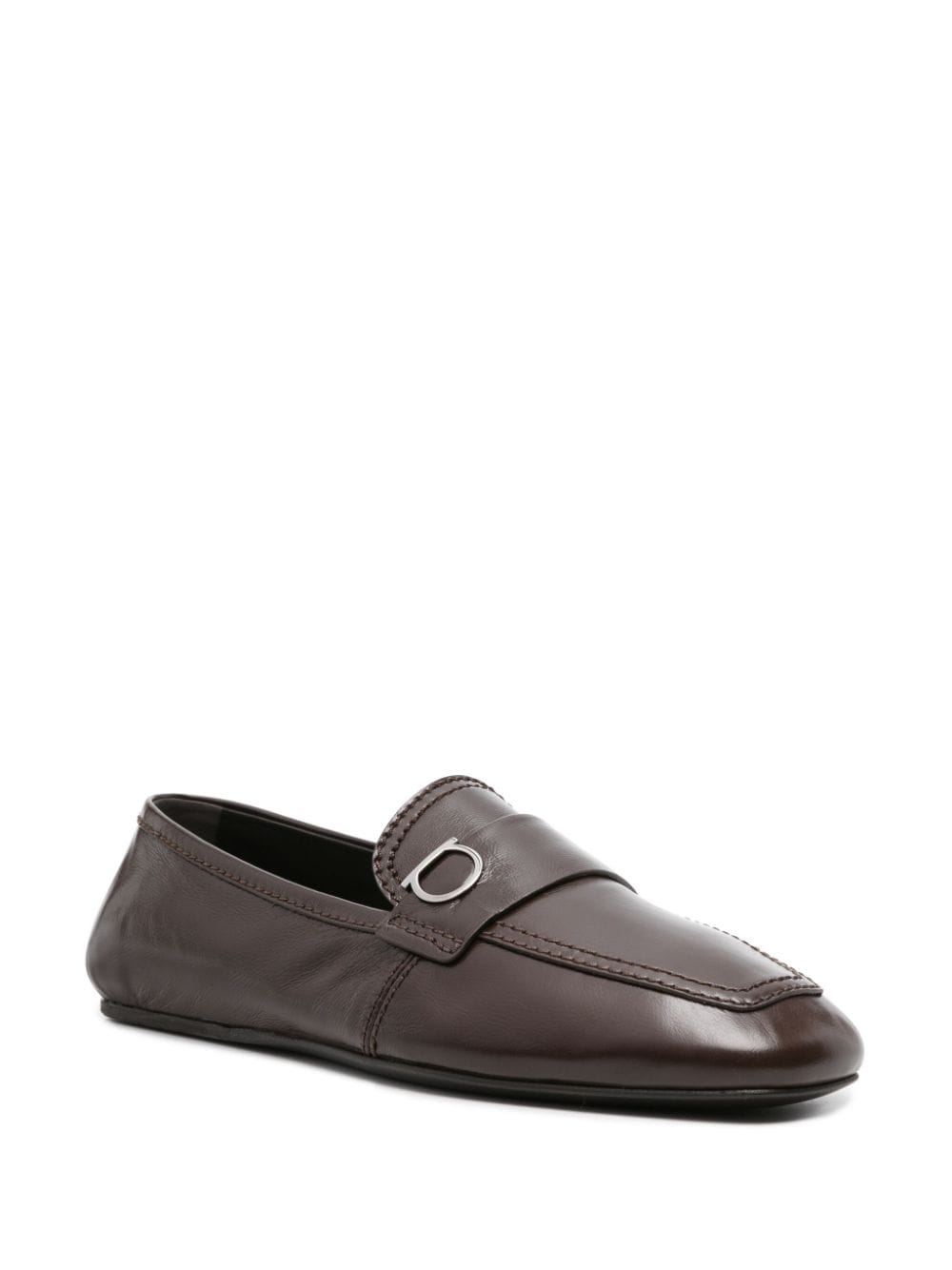 Ferragamo Gancini-plaque leather loafers - Bruin
