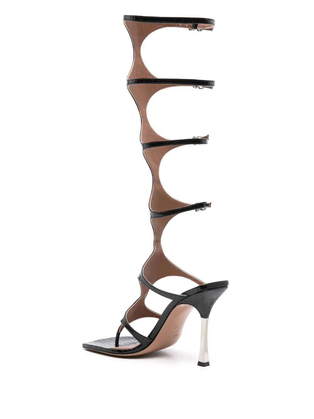 Paris Texas 100mm Uma knee-high sandals Black