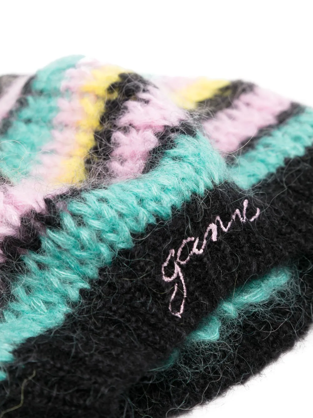 GANNI Baret met geborduurd logo Blauw