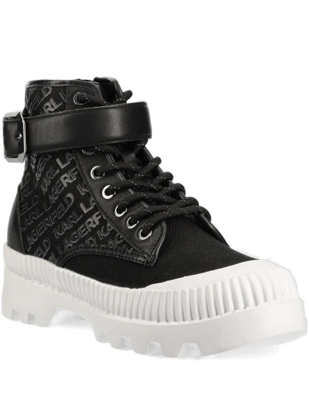 Karl Lagerfeld logo-print combat boots Black