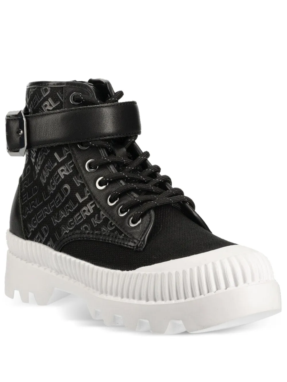 Karl Lagerfeld logo-print combat boots Black