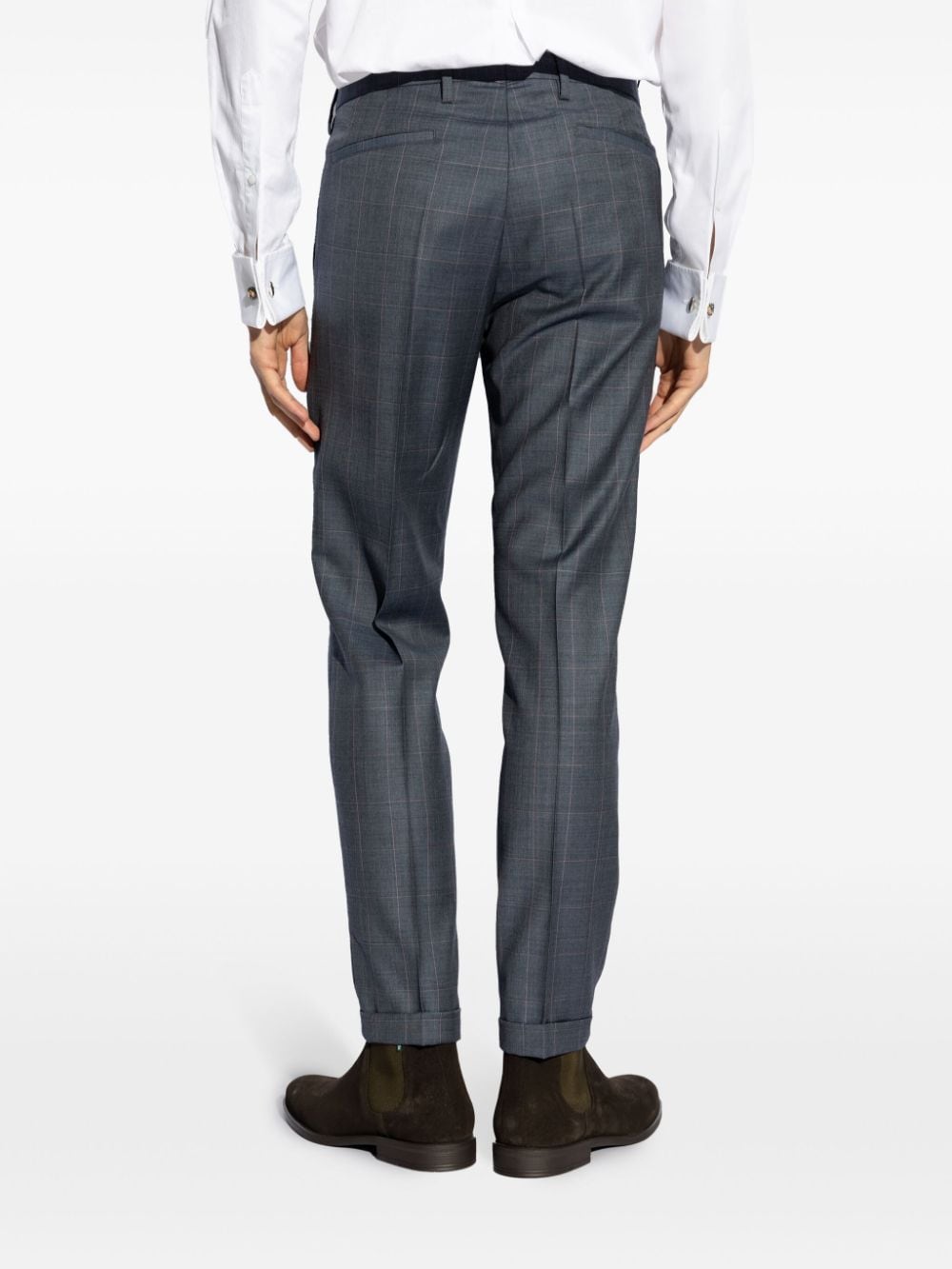 Shop Paul Smith Check-pattern Tailored Trousers In Grey