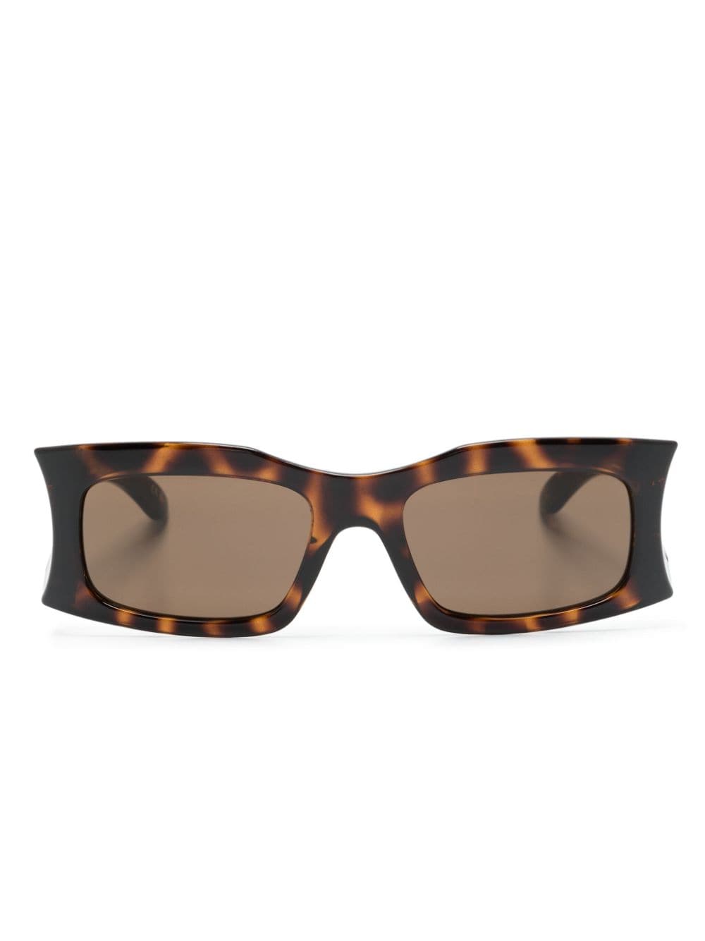 Shop Balenciaga Rectangle-frame Sunglasses In Brown