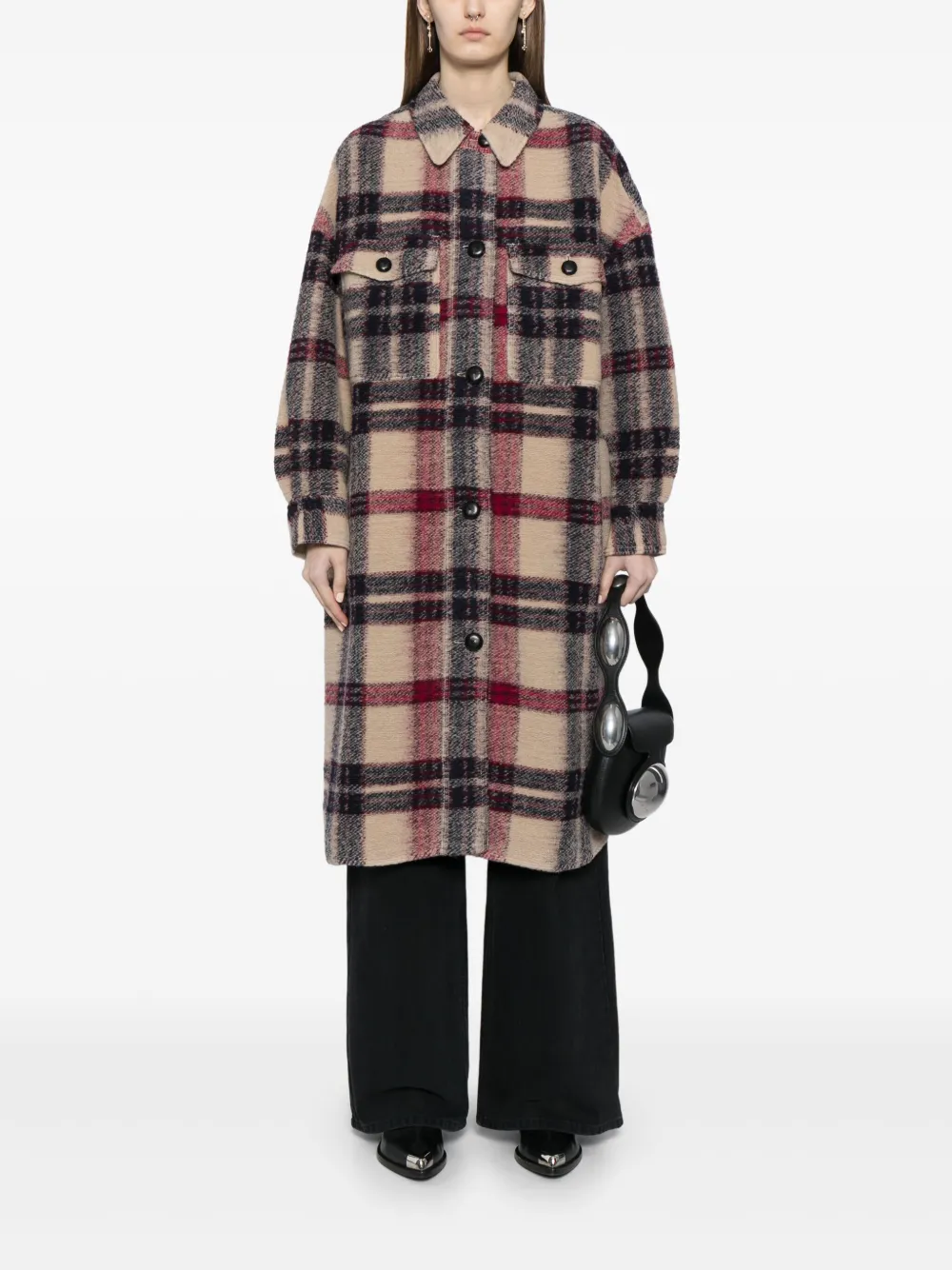 ISABEL MARANT Geruite dekenjas Bruin