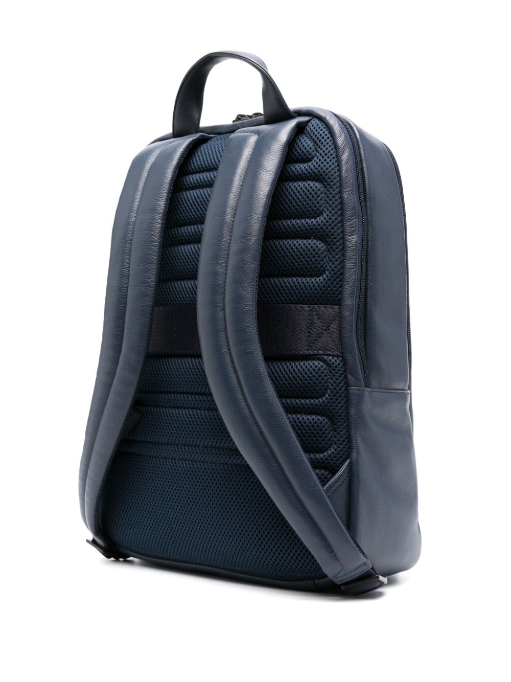 Shop Piquadro Logo-plaque Leather Laptop Backpack In Blue