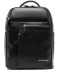 PIQUADRO Cary logo-lettering leather backpack - Black