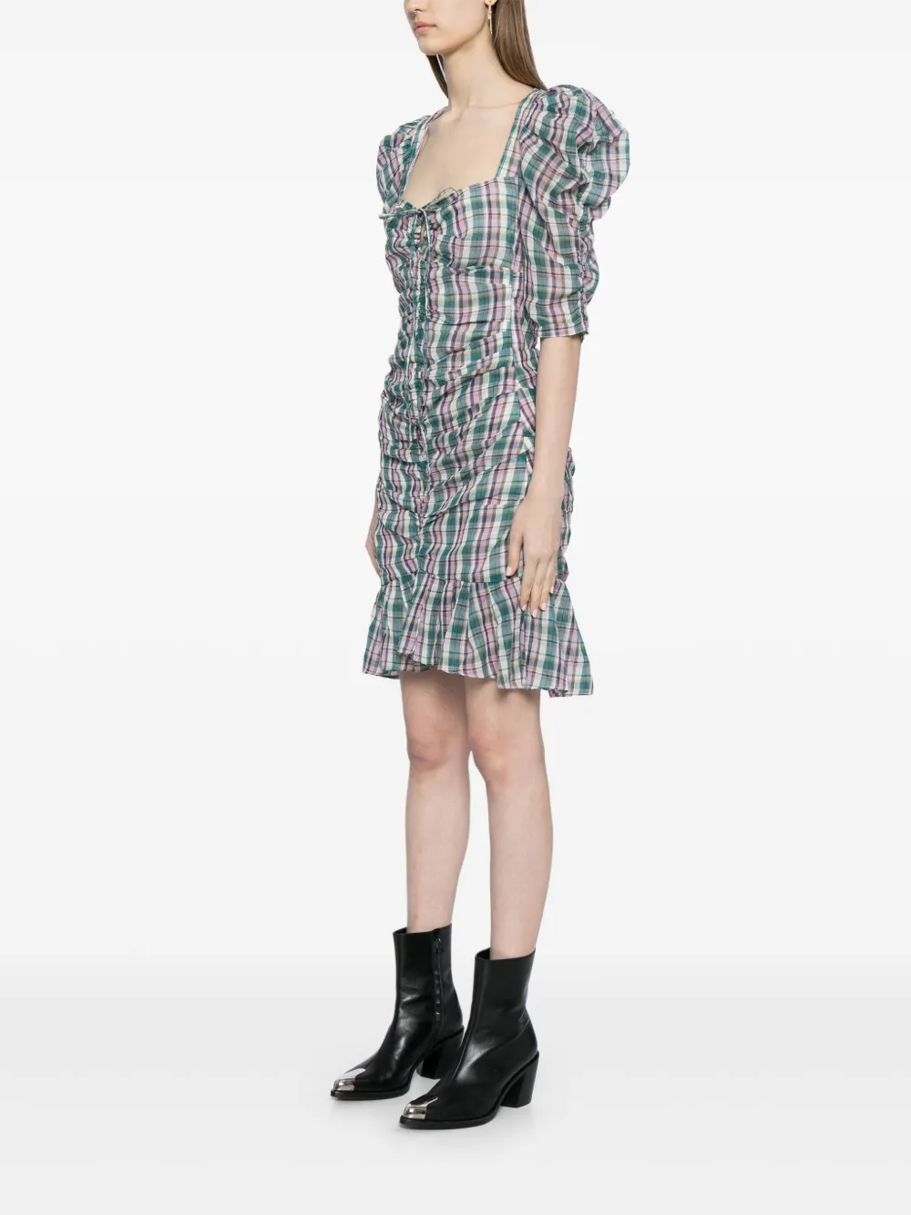 Galdino Check-Print Mini Dress