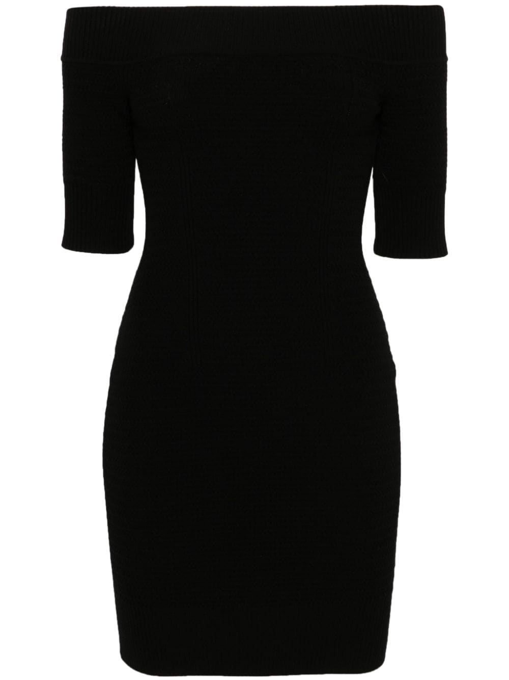 Ermanno Scervino Off-shoulder Knitted Mini Dress In Black