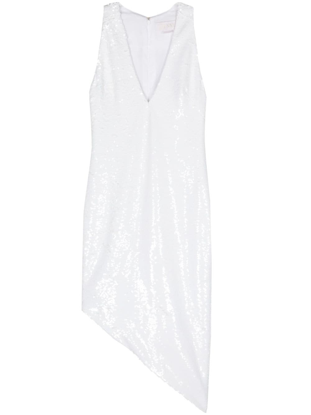 Genny Sequin-embellished Asymmetric Midi Dress In White