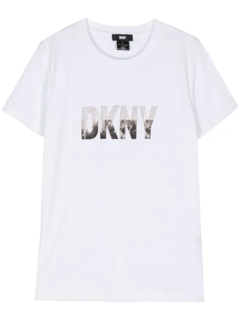 DKNY playera con logo y detalles de strass