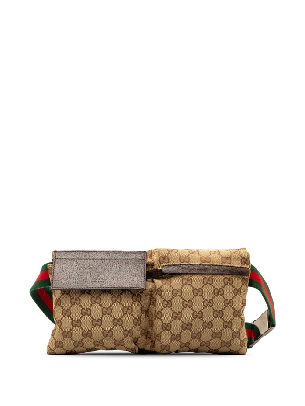 Gucci Pre-Owned 2000-2015 GG Canvas Web Double Pocket belt bag - Marrone