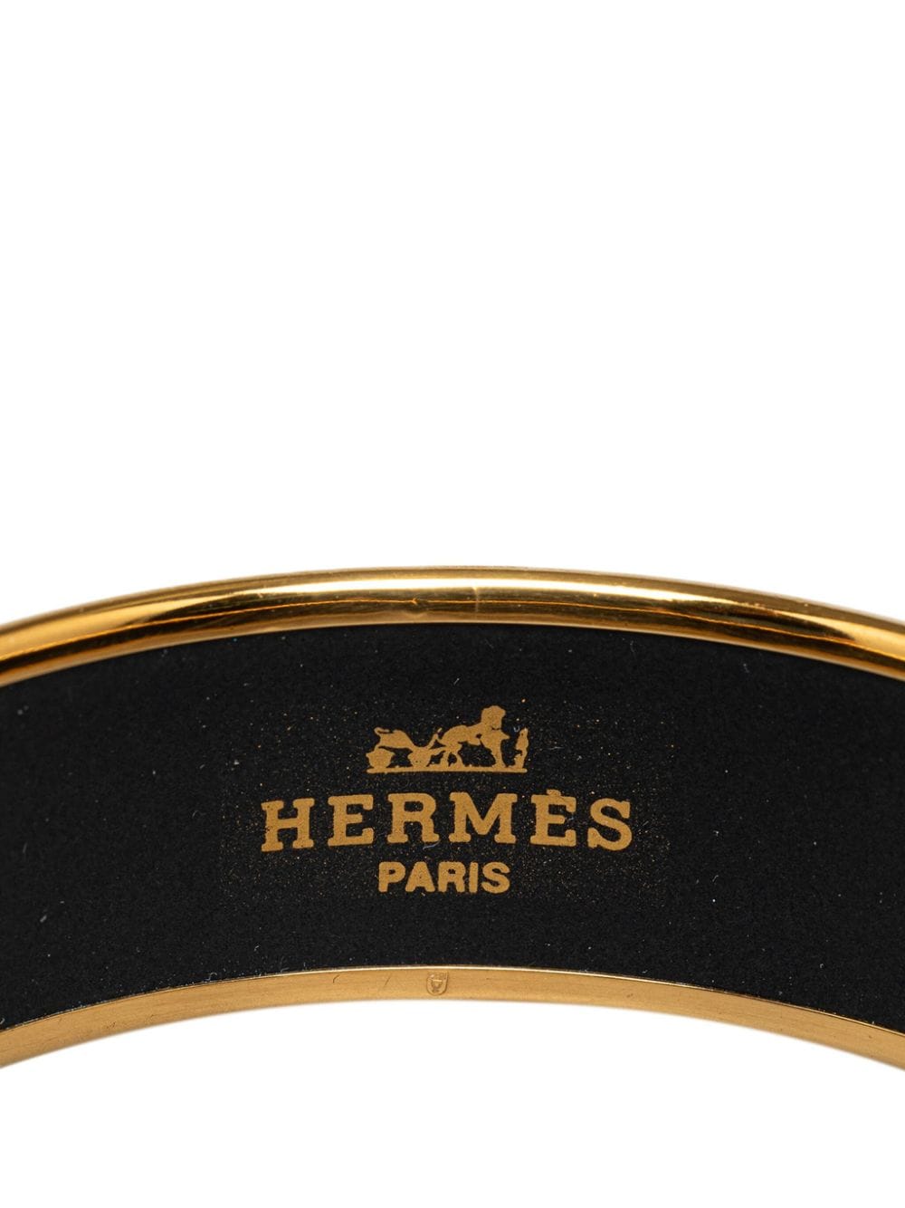 Pre-owned Hermes 20th Century Wide Enamel Bangle Costume Bracelet In Brown