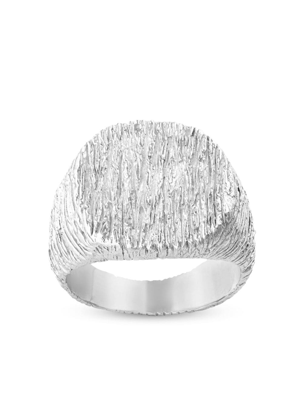 Bleue Burnham Oak Signet Silver Ring In Metallic