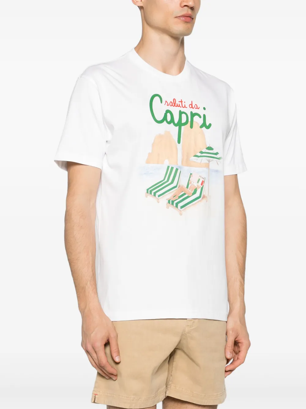 Shop Mc2 Saint Barth Capri Holiday Cotton T-shirt In White