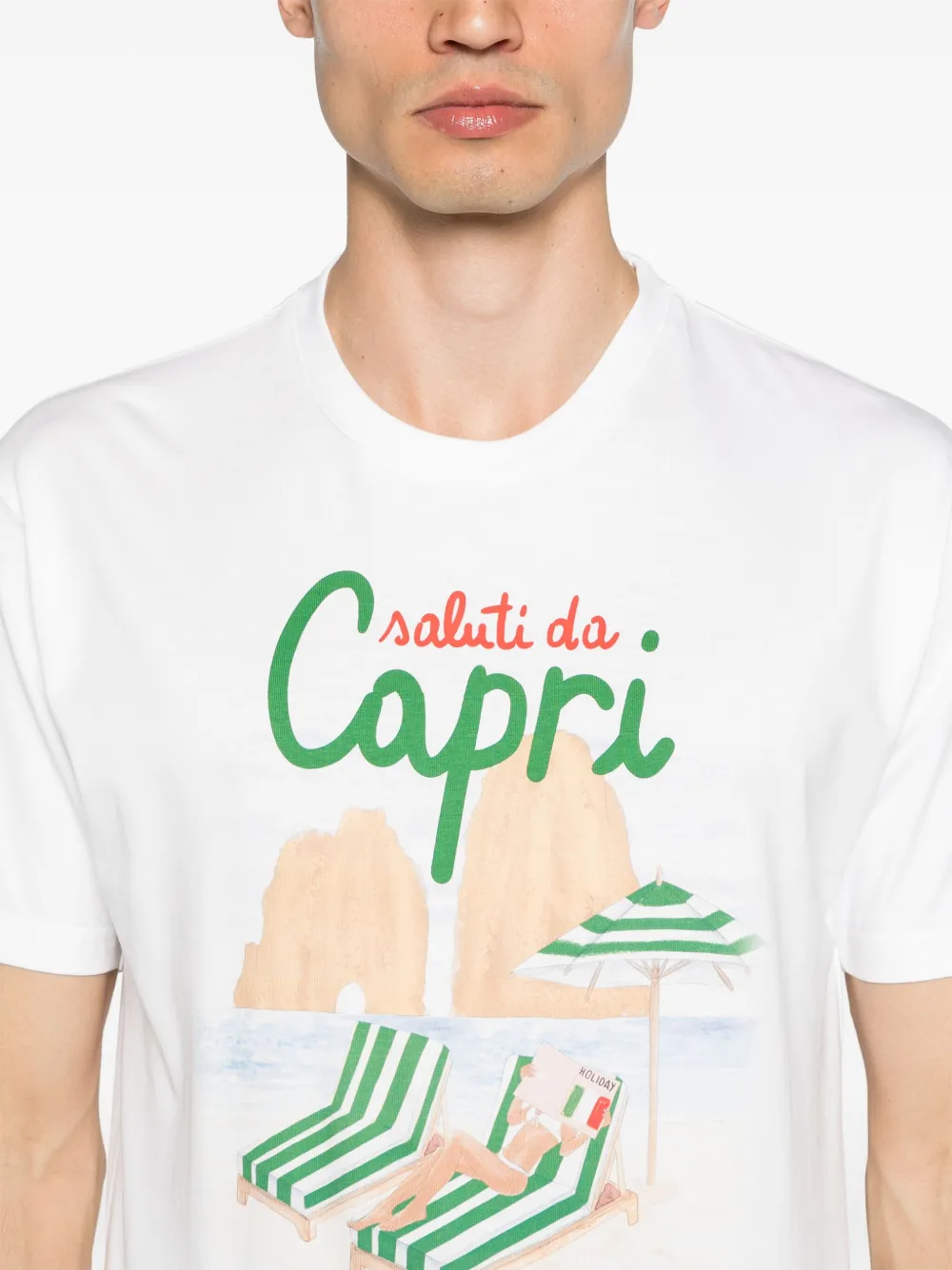 Shop Mc2 Saint Barth Capri Holiday Cotton T-shirt In White