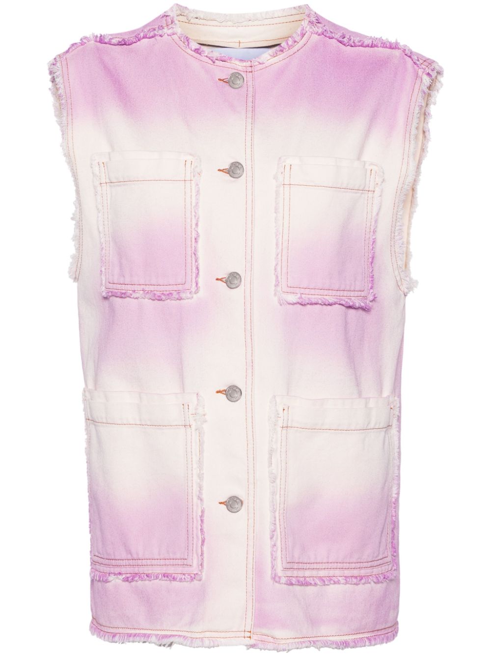 Msgm Spray Paint-print Cotton Gilet In Pink