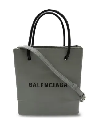 Balenciaga Pre Owned 2000 2023 XXS Logo Shopping Tote Satchel Grey FARFETCH CA