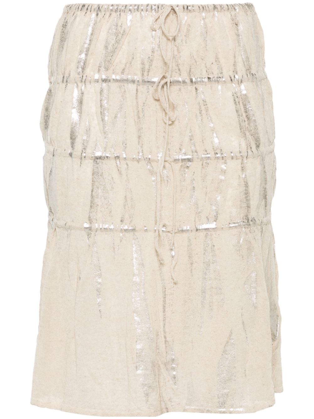 Paloma Wool Plata foiled-finish skirt Beige