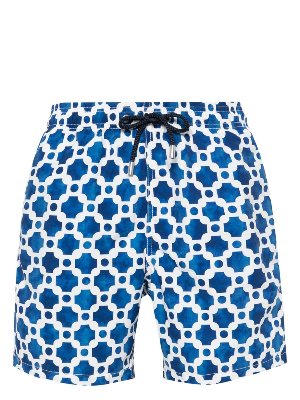 Mc2 Saint Barth Gustavia Geometric-print Swim Shorts In Weiss